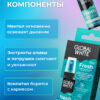 Альтернативный текст: Яркая реклама Global White Fresh, подчеркивающая такие компоненты, как экстракты ментола, оливы и петрушки, которые освежают и защищают зубы.