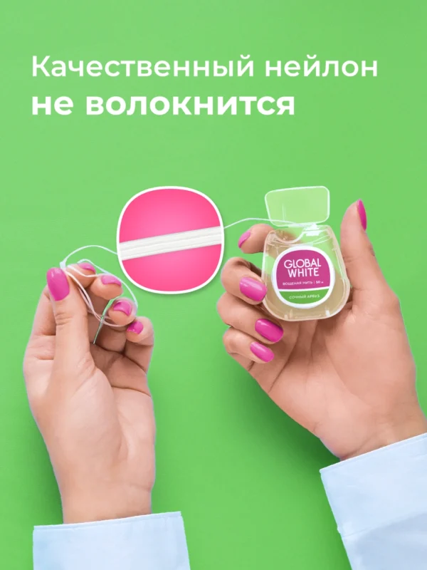 Зубная нить GLOBAL WHITE со вкусом арбуза, 50 метров — изображение 3