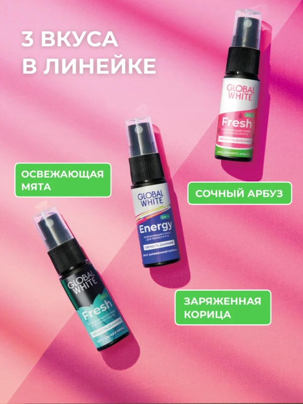 Спрей освежающий для полости рта GLOBAL WHITE Fresh, со вкусом арбуза, 15 мл — изображение 4