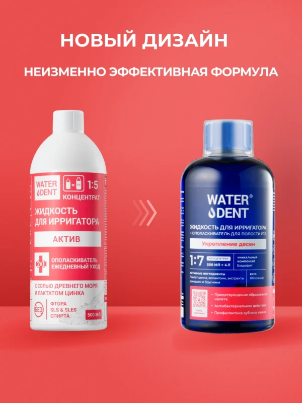 Жидкость для ирригатора и ополаскиватель для полости рта 2 в 1, «WATERDENT» Укрепление десен — изображение 6